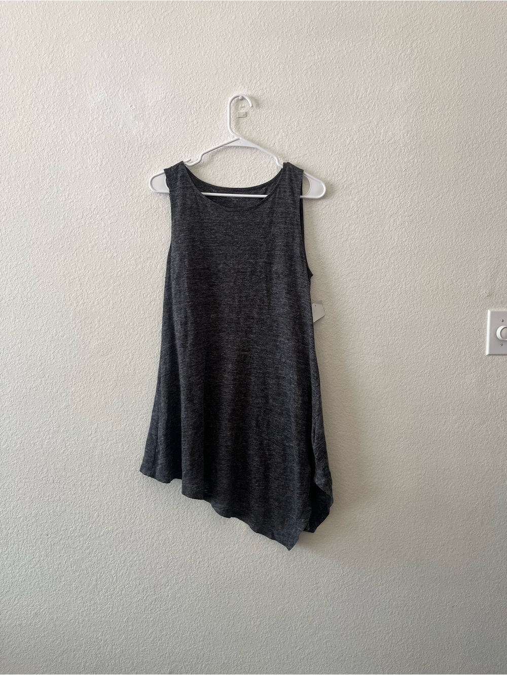 Eileen Fisher Gray Organic Linen Asymmetrical Hem Tunic Tank Dress XS